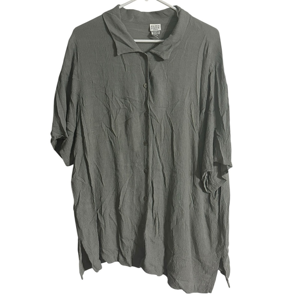 Eileen Fisher Charcoal Casual Button Down Shirt